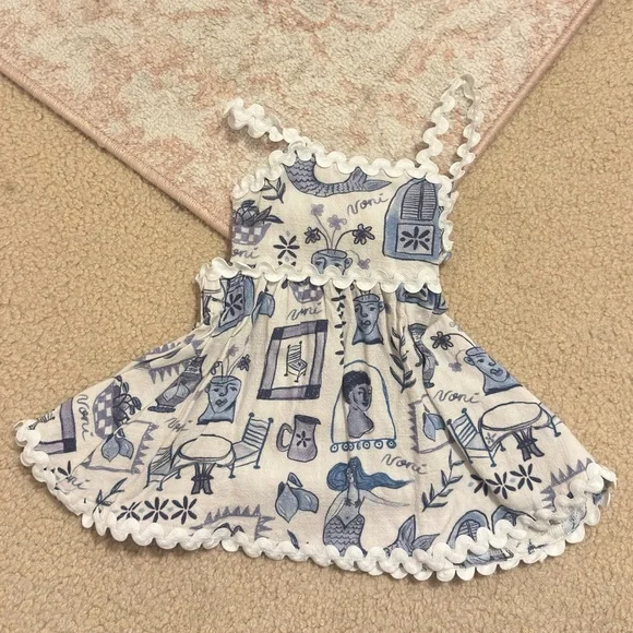 Noni the Label Santorini Blue & White Baby girl Ric Rac Sundress - Picture 2 of 3